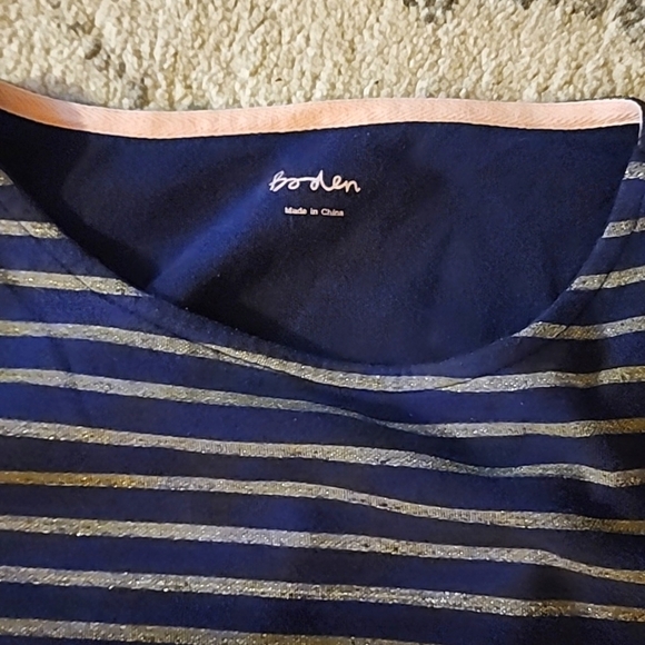 Boden Cotton Metallic Striped Long Sleeve Size Medium Blue Striped - Picture 5 of 5